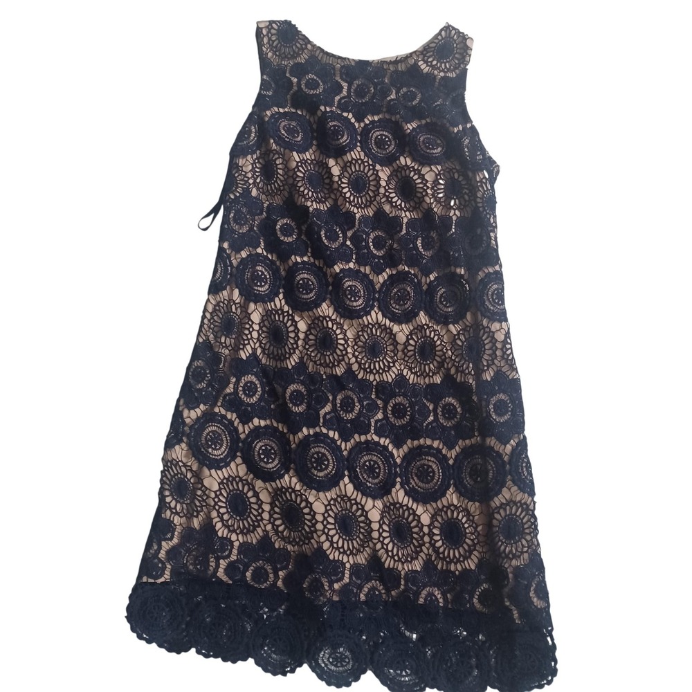 Eliza J Dress Womens 10 Blue Lace Crochet‎ Sleeveless Lined Party Wedding